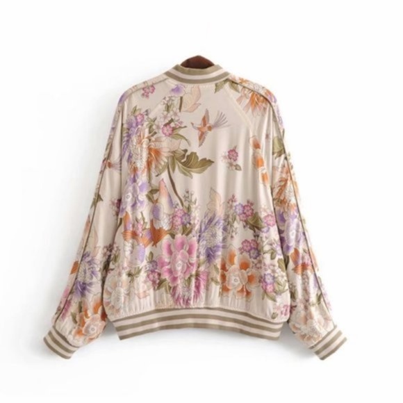 Floral Print Light Bomber style jacket - Picture 4 of 4
